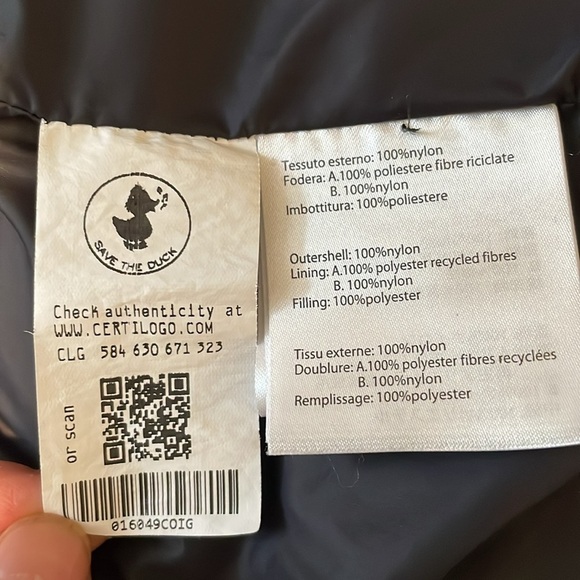 Save the Duck black hooded puffer vest sz S - Picture 5 of 6